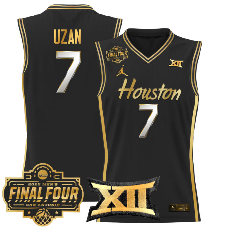 Men Houston Cougars #7 Uzan black 2025 Final Four Patch NCAA Jersey